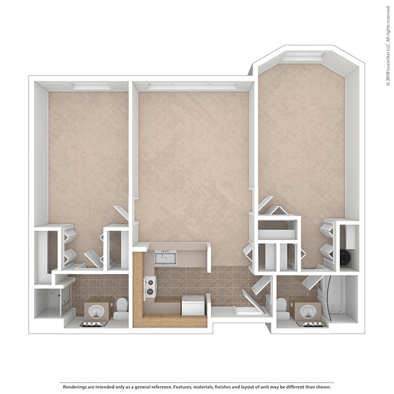 The Willow - Two Bedrooms | Two Bathrooms - 800-895 Sq. Ft.